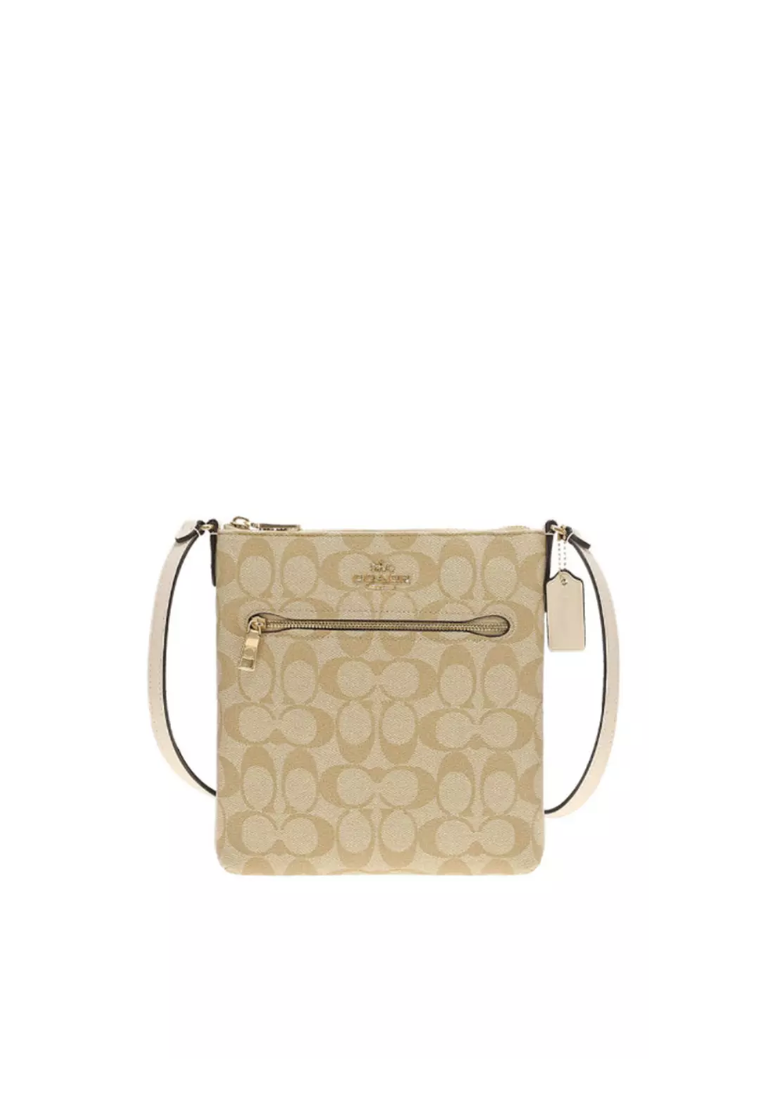 Coach Mini Rowan File Bag In Signature Canvas In Light Khaki Chalk CS182