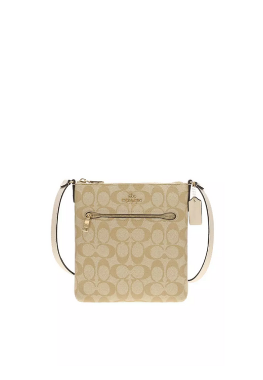 (AS IS) Coach Mini Rowan File Bag In Signature Canvas In Light Khaki Chalk CS182