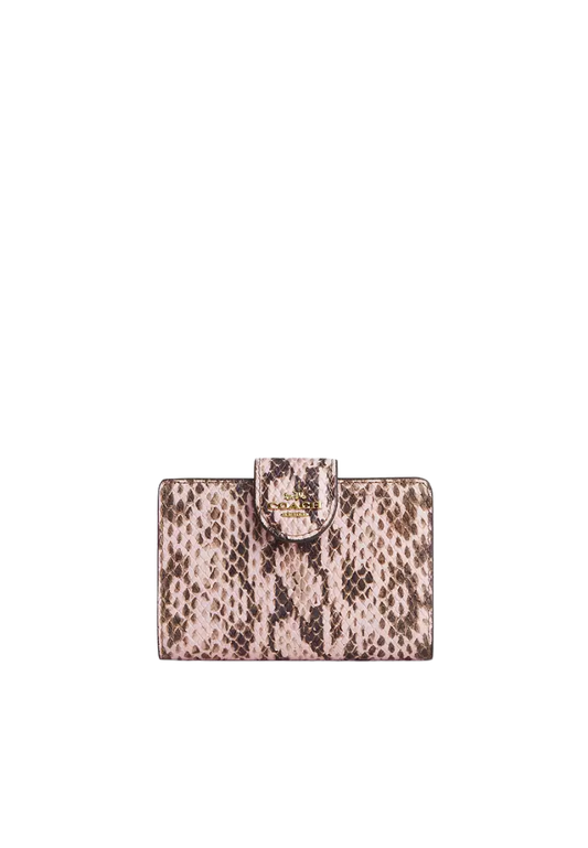 Coach Medium Snake-Embossed Leather Wallet Corner Zip In Pink CEL81