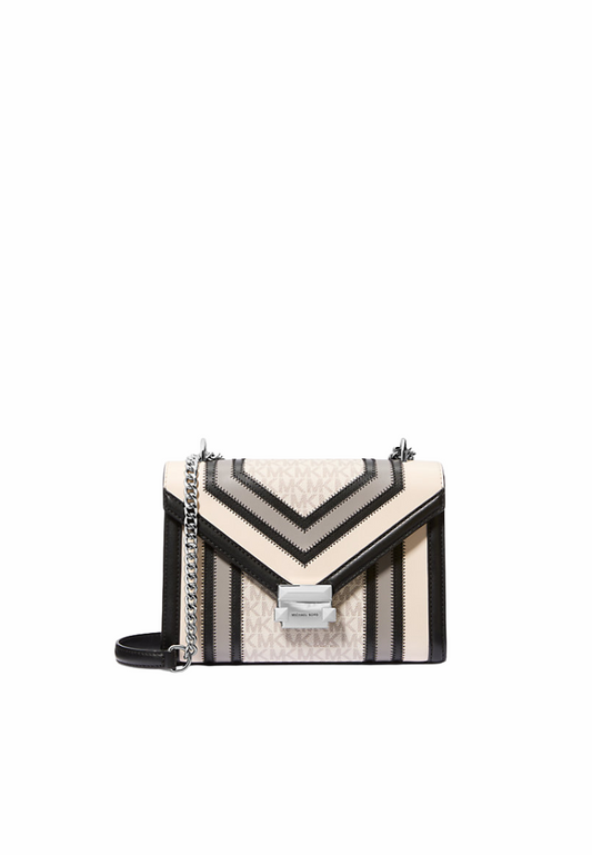 Michael Kors Whitney Medium Color-Block And Signature Logo Shoulder Bag In Pearl Grey Multi 35R4SWHL6Y
