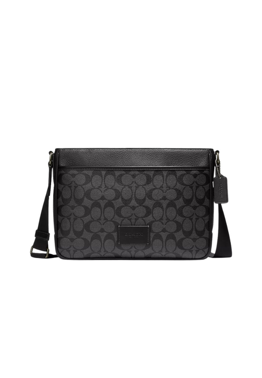Coach District Crossbody Bag Signature Canvas In Charcoal Black CH078