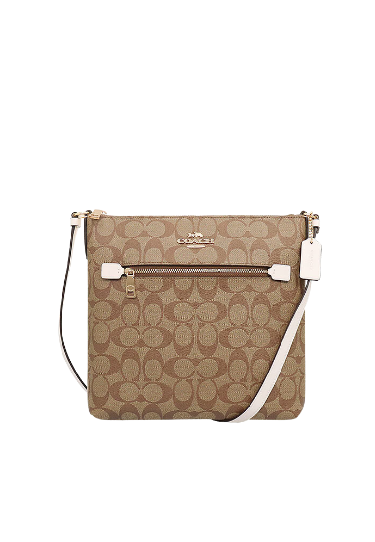 Coach Signature Rowan File C1554 Crossbody Bag In Khaki Chalk