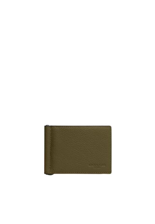 Coach Slim Billfold Wallet Money Clip In Olive CH090