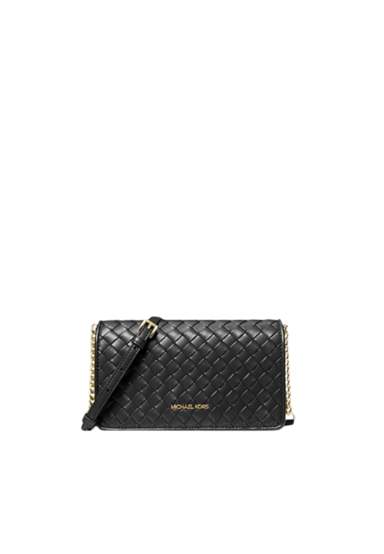 Michael Kors Jet Set Medium Woven Crossbody Bag In Black Noir 35R6GTVC8Y
