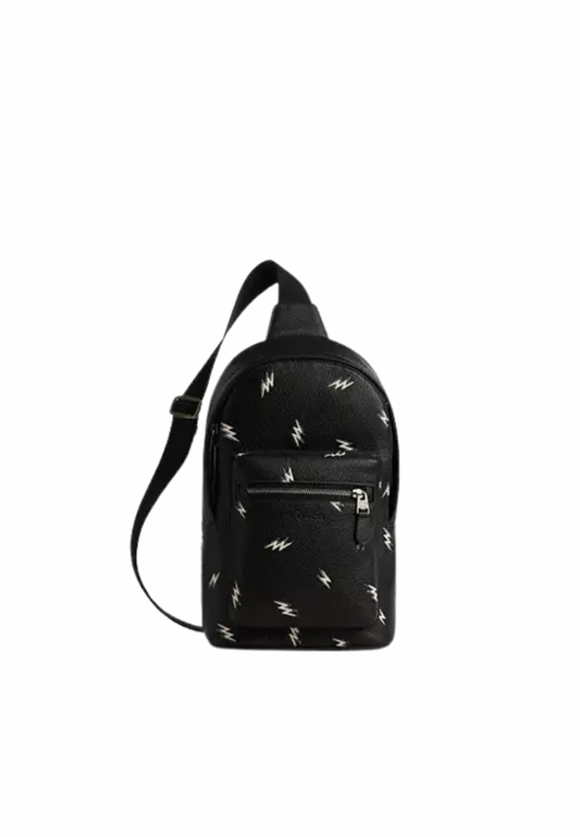 Coach West Pack Crossbody Bag with Lightning Bolt Print In Black Multi CDC77
