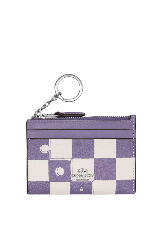 Coach Mini Skinny Id Card Case With Checkerboard Print In Light Violet CR825
