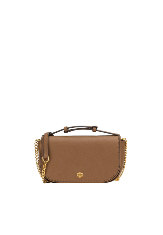 Tory Burch Emerson Crossbody Bag Saffiano In Moose 134841