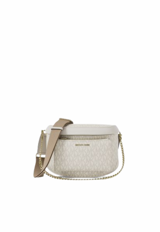 Michael Kors Slater Medium Signature Logo Crossbody Bag In Light Cream Multi 35F5G04M6B