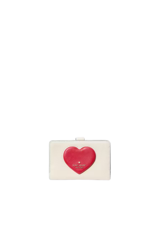Kate Spade Madison Puffy Heart Wallet Medium Bifold In Meringue Multi Kk182