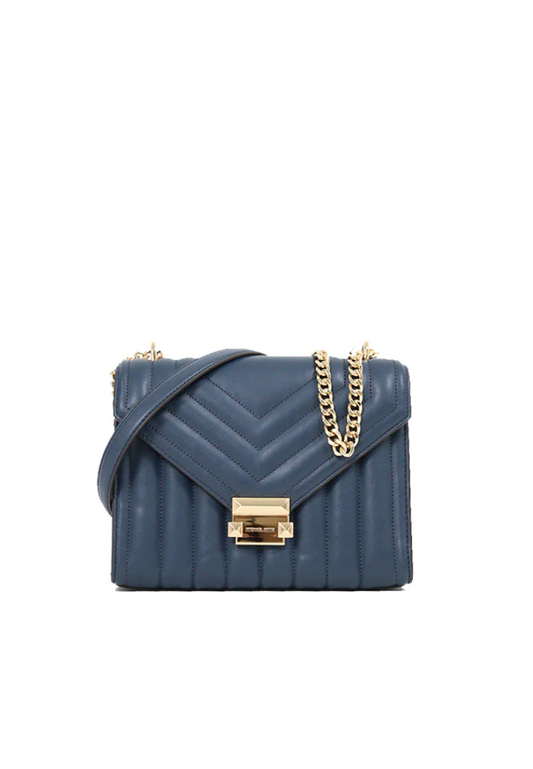 Michael Kors Whitney Medium Quilted Leather Convertible Shoulder Bag In Navy 35R4GWHL6U