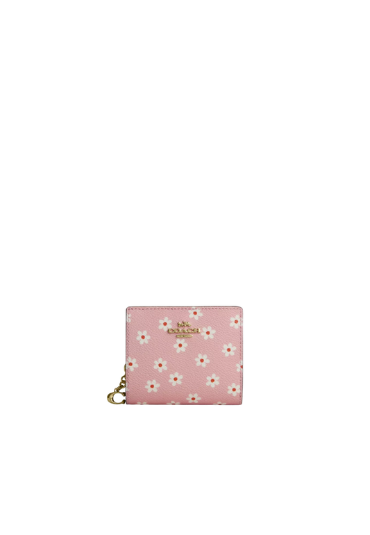 Coach Snap Wallet With Floral Print In Pink Multicolor CFE05