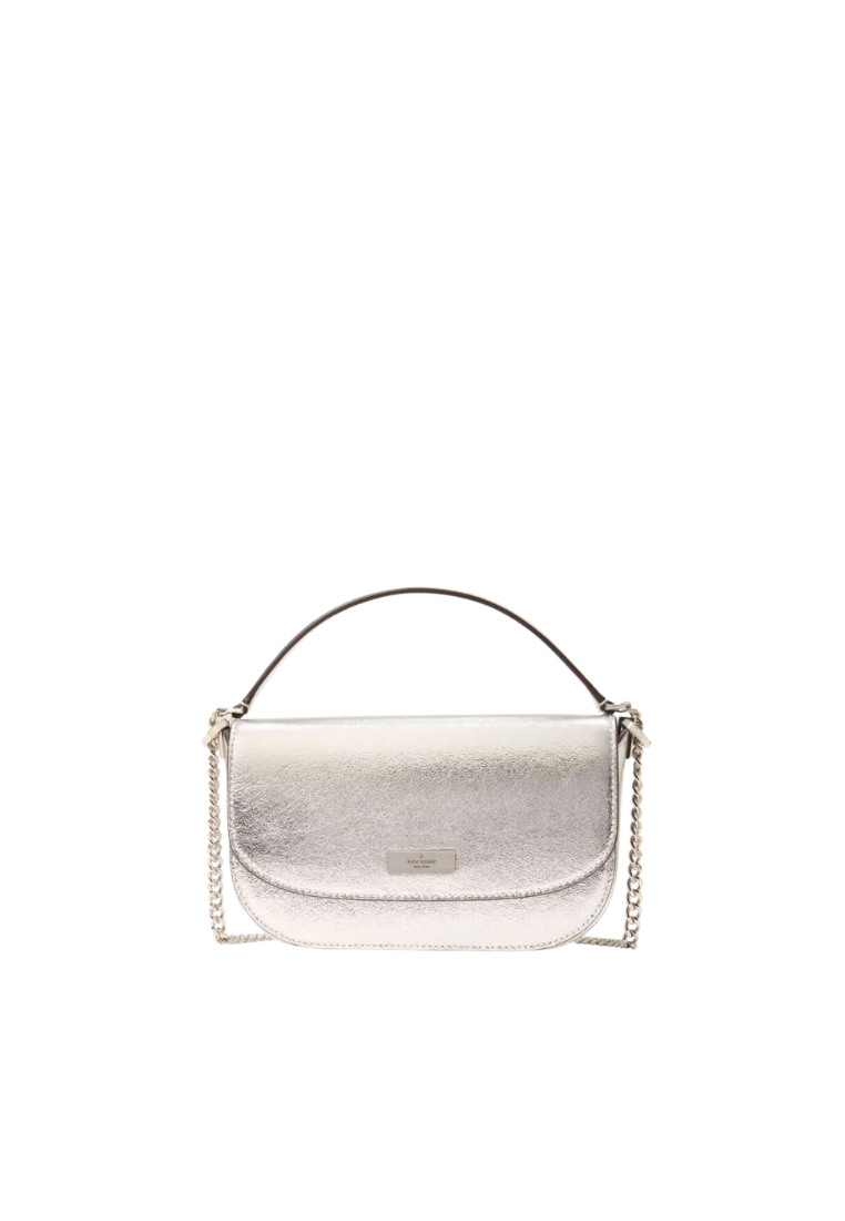 Kate Spade Krista Metallic Chain Flap Crossbody Bag In Silver KI955