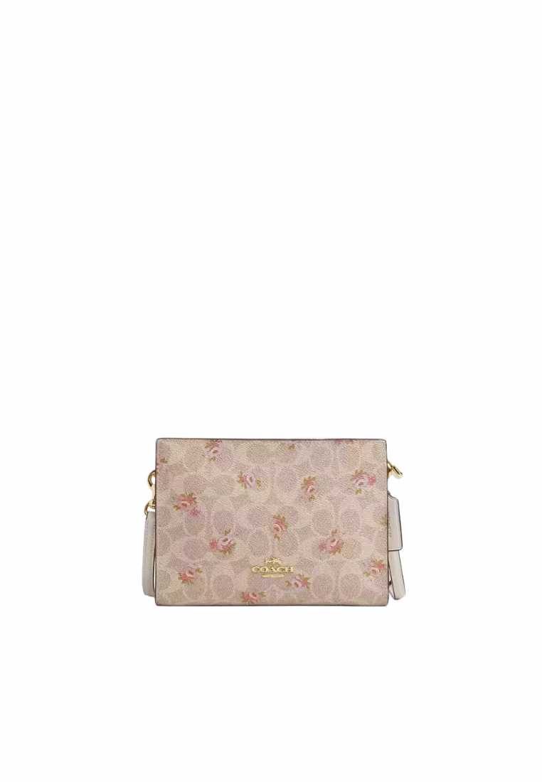 Coach Slim Crossbody Bag Signature Canvas With Floral Print In Sand Multi CBA71