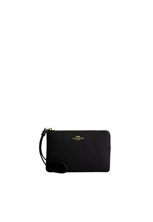 Coach Corner Zip Wristlet In Black CV396