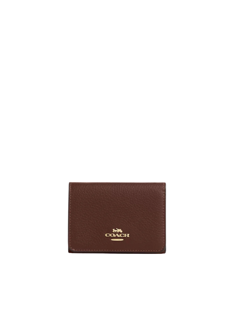 Coach Card Holder Wallet Signature Canvas In Tan Brown CZ034
