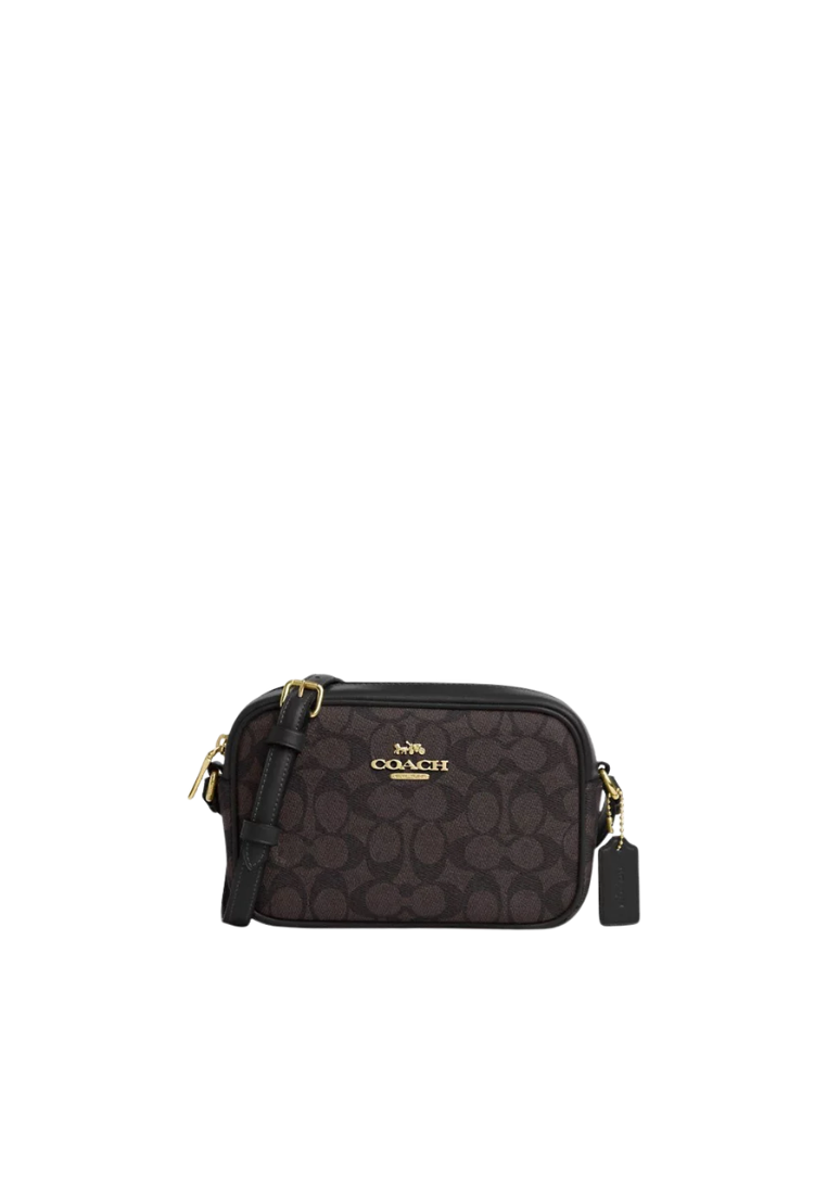 Coach Mini Jamie Camera Bag Signature Canvas In Walnut Black CY752