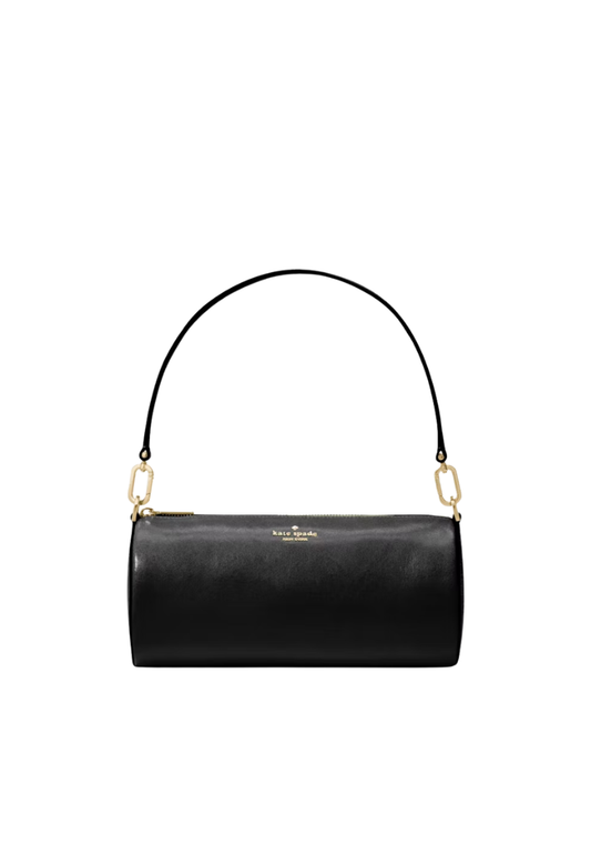 Kate Spade Roulette Glazed Leather Medium Shoulder Bag In Black KN202