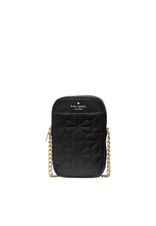 Kate Spade Spade Flower Phone Crossbody Bag Quilted Fabric In Black KK898