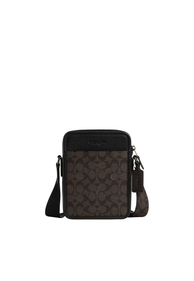 Coach Sullivan Crossbody Bag Signature Canvas In Walnut Black CAT78