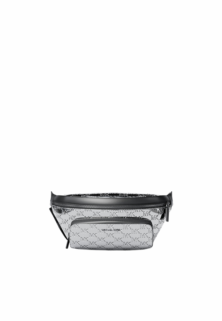 Michael Kors Cooper Medium Metallic Logo Debossed Utility Sling Bag In Silver Argent 37F5LCOY9O