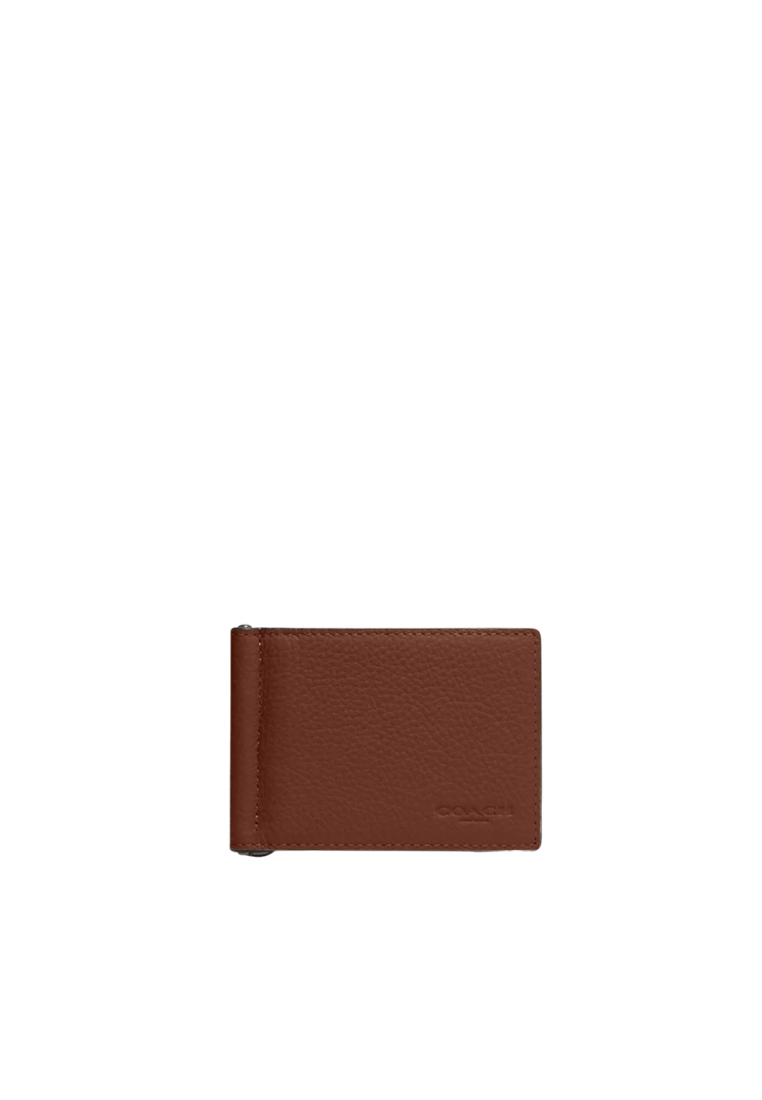 Coach Slim Billfold Wallet Money Clip In Saddle CH090
