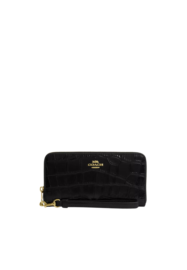 Coach Long Zip Around Wallet In Black CT083