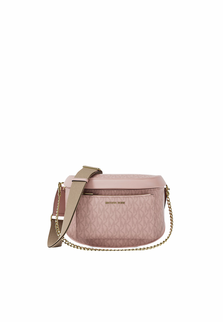 Michael Kors Slater Medium Signature Logo Crossbody Bag In Powder Blush Rose 35F5G04M2V