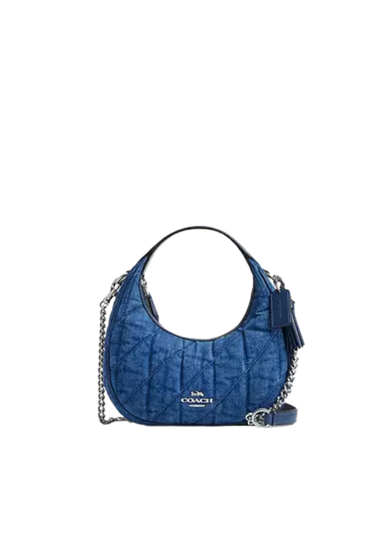 ( PREORDER ) Coach Carmen Mini With Quilting Crossbody Bag In Silver Denim CAK89
