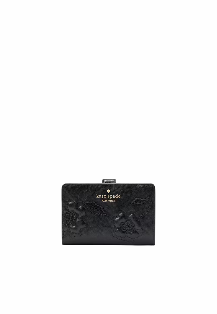 Kate Spade Madison Floral Applique Bifold Wallet In Black KL868