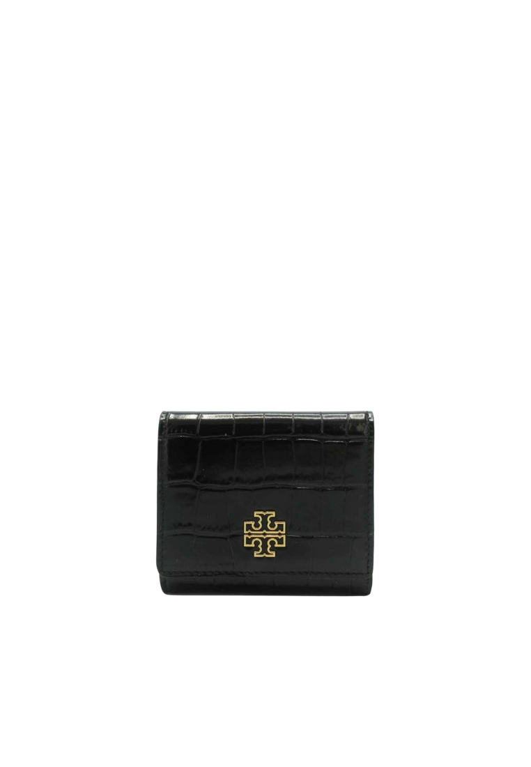 Tory Burch Britten Embossed Compact Wallet In Black 164019