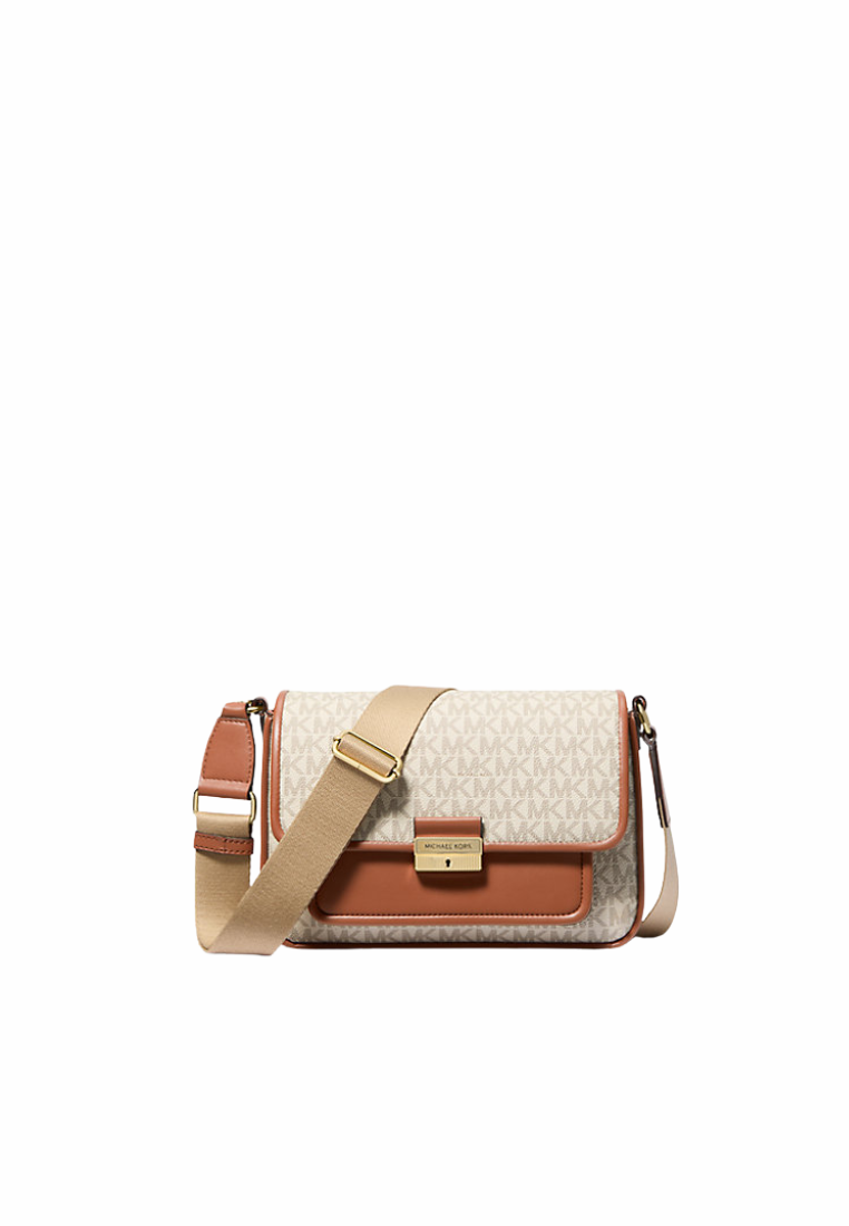 Michael Kors Bradshaw Medium Signature Logo Messenger Bag In Vanilla 35R5G2BM8B