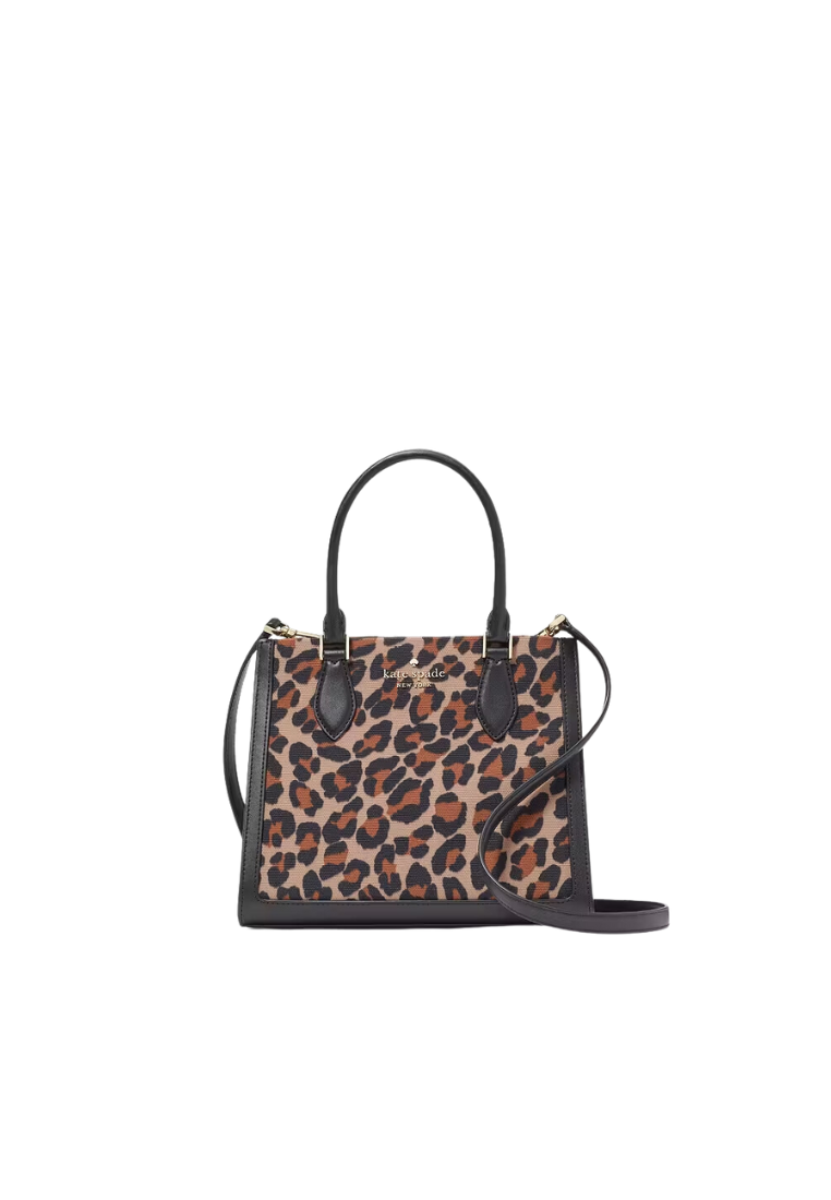 Kate Spade Ellie Spotted Leopard Canvas Small Tote Bag In Brown Multi KH455