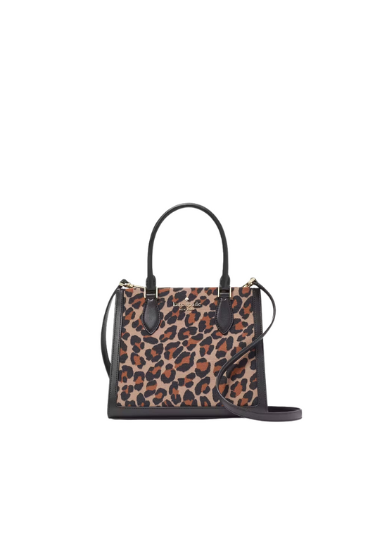 Kate Spade Ellie Spotted Leopard Canvas Small Tote Bag In Brown Multi KH455