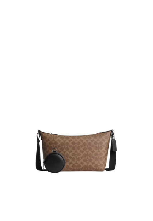 Coach Small Finn Crossbody Bag With Pouch In Signature Canvas In Tan Black CEY42