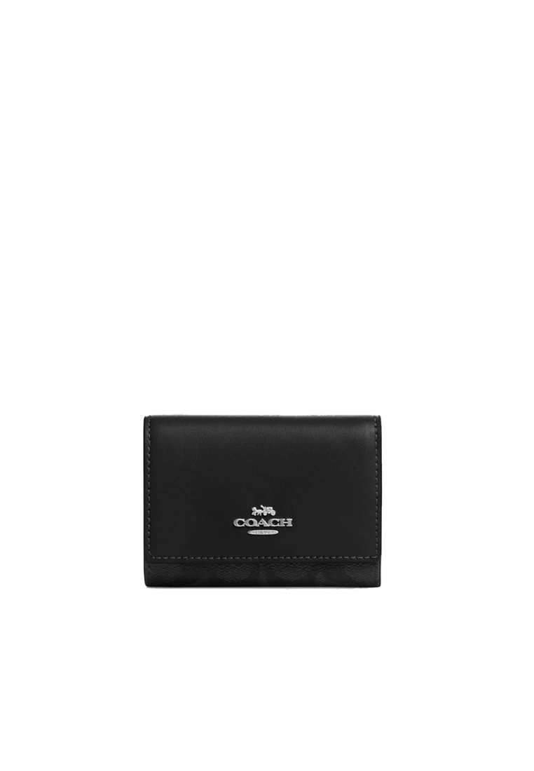 Coach Micro Wallet Signature Canvas In Graphite Black CM761