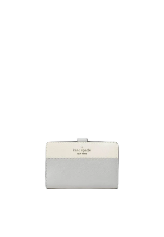 Kate Spade Madison Wallet Medium Compact Bifold In Platinum Grey KC511