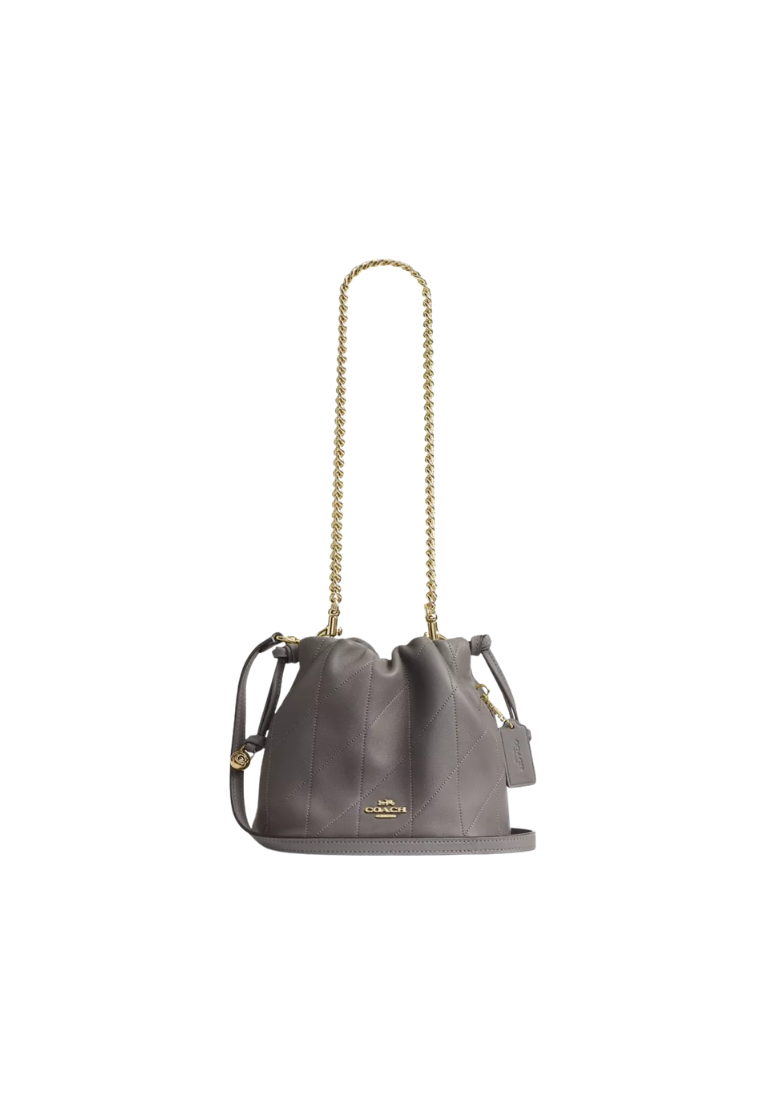 Coach Faye Mini Drawstring Crossbody Bag With Quilting In Gold Slate CDB69