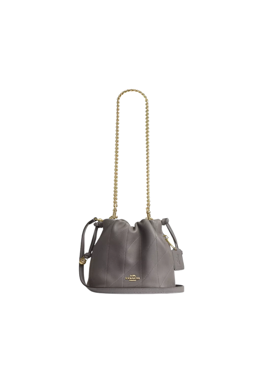 Coach Faye Mini Drawstring Crossbody Bag With Quilting In Gold Slate CDB69