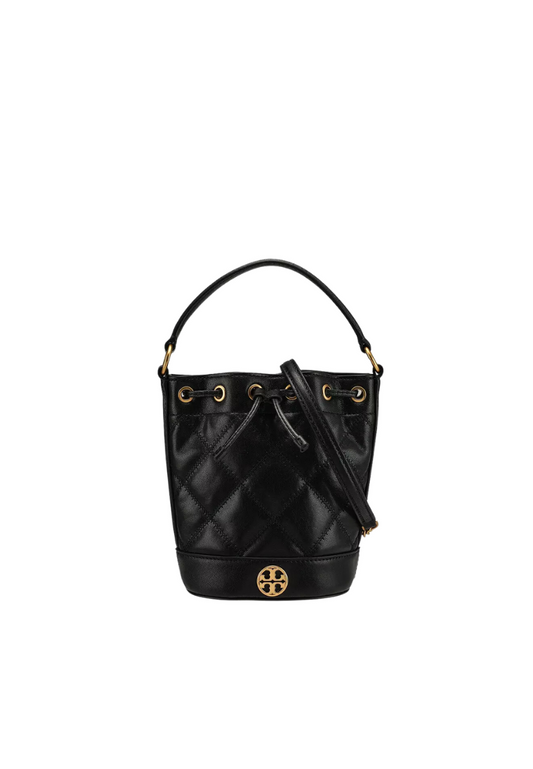 Tory Burch Willa Bucket Drawstring Quilted In Black 148249