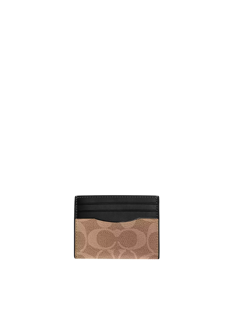 Coach Slim Id Card Case In Signature Canvas In Tan CQ031