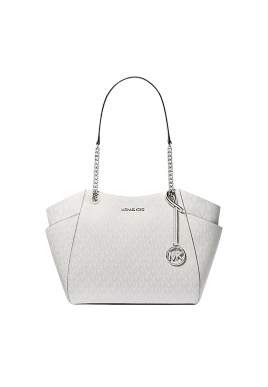 Michael Kors Jet Set Large Logo Shoulder Bag In Silver 35F4STVE3V