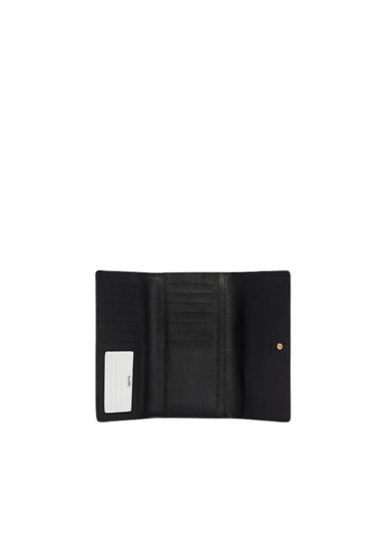 ( AS IS ) Coach Slim Crossgrain Leather C5578 Trifold Wallet In Black