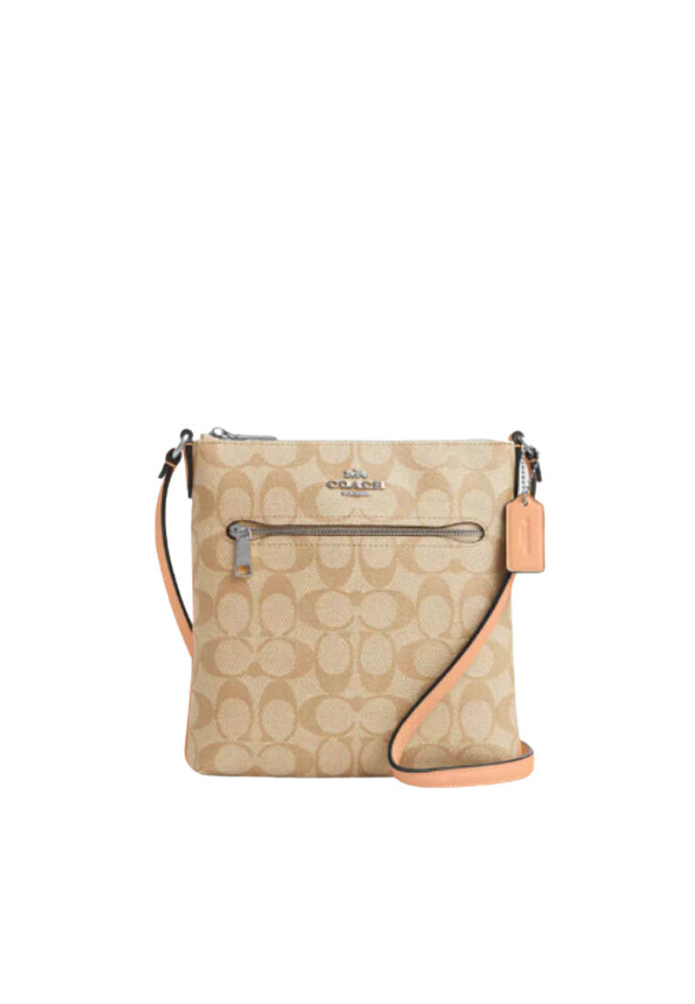 Coach Mini Rowan File Bag In Signature Canvas In Light Khaki Chalk CS182