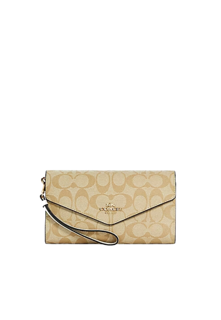 Coach Signature Travel C1962 Envelope Wallet In Light Khaki Chalk