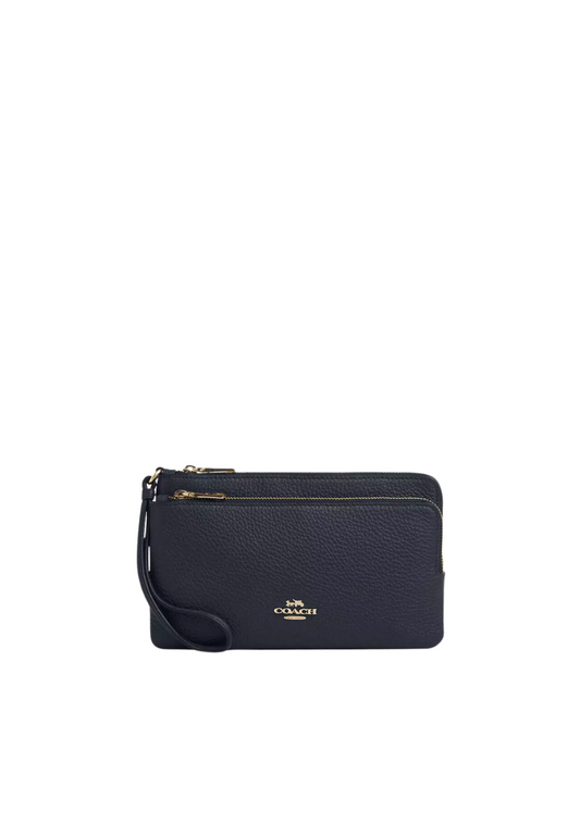 Coach Double Zip Wristlet In Midnight CU919