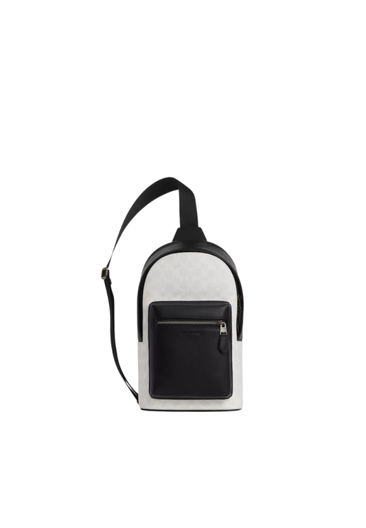 Coach West Pack Sling Bag In Signature Canvas In Chalk Black CV924