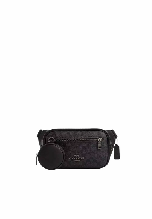 Coach Elias Belt Bag Signature Canvas In Charcoal Black CZ400