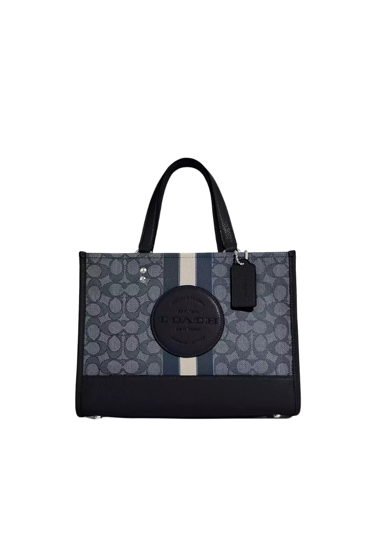 Coach Dempsey Carryall Tote Bag Signature Jacquard With Stripe And Coach Patch In Denim Midnight Blue Multi C8448