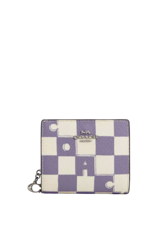 Coach Snap Wallet With Checkerboard Print In Light Violet CT217