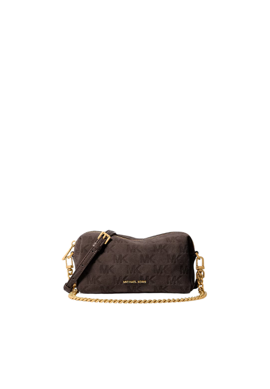 ( PREORDER ) Michael Kors Bryant Small Logo Embossed Suede Convertible Crossbody Bag In Chocolate 32F6AYTC5S